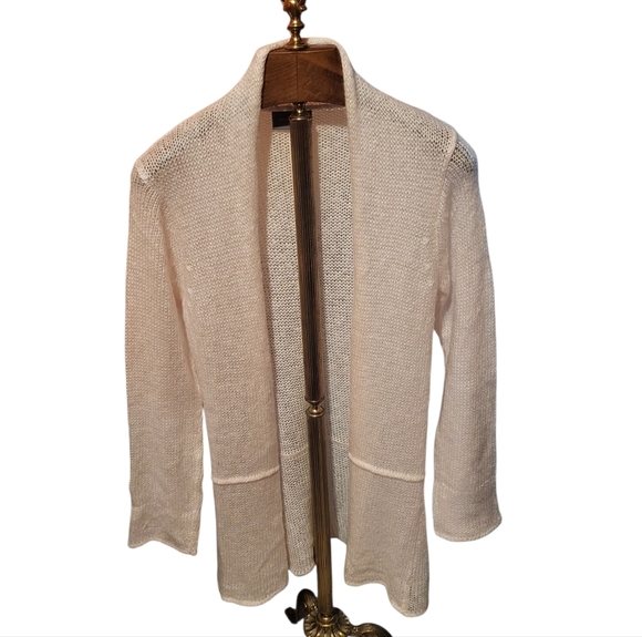 Wooden Ships Sweaters - Wooden Ships Pale Pink Long Mohair Blend Open Front Cardigan Size M/L